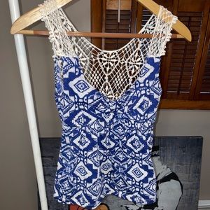 Charlotte Russe Blue & White Tank Top